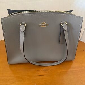 Coach Gray Leather Tote with Structured Design